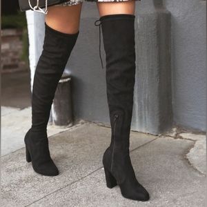 Black Suede Over the Knee Boots